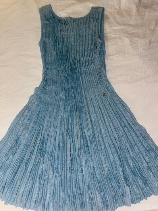 CHANEL Dresses & Skirts - CHANEL Cashmere Blend Pleated Dress – Blue, 2013 Cruise Collection